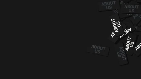 About Us Shiny Metal Text with Black Badges, About Us Falling Stock Footage 195510848