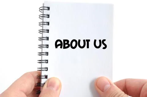 About us text concept Stock Photos