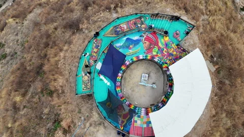 Above the artwork drone shot Stock Footage 267693673