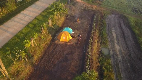 Above a camp at Mae Hong Son, Thailand Stock Footage 101254808