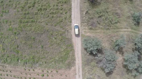 Above a Car in the Fields Stock Footage 55771932