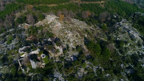 Above Close Up View Drone Copter Beautiful Green Mountains Trees Hills 4k Slow Stock Footage 86540716