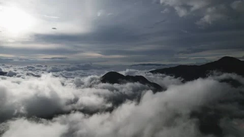 Above the clouds and volcano Stock Footage 156904186