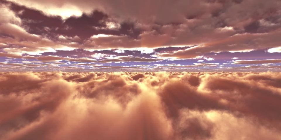 Above clouds fly sunset sun ray Stockillustratie