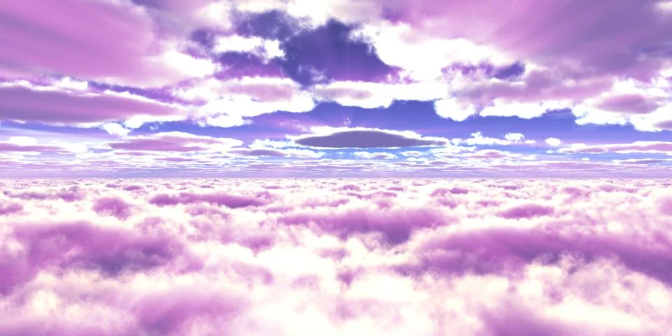 Above clouds fly sunset sun ray Stock Illustration