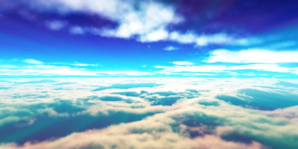 Above clouds fly sunset sun ray Stock Illustration