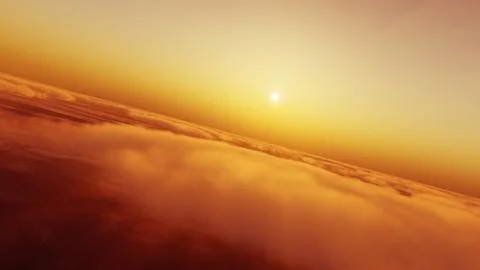 Above clouds fly sunset sun ray Stock Illustration