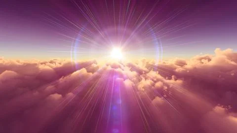 Above clouds fly sunset sun ray illustration Stock Illustration