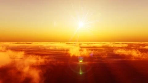 Above clouds fly sunset sun ray Illustrazione stock