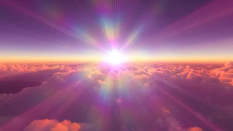 Above clouds fly sunset sun ray illustration Stock Illustration