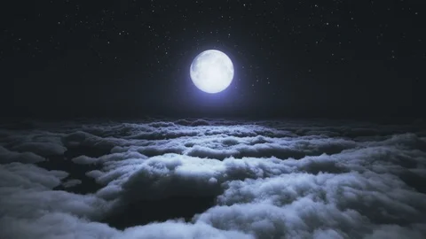Above clouds full moon Stock Footage 99663417