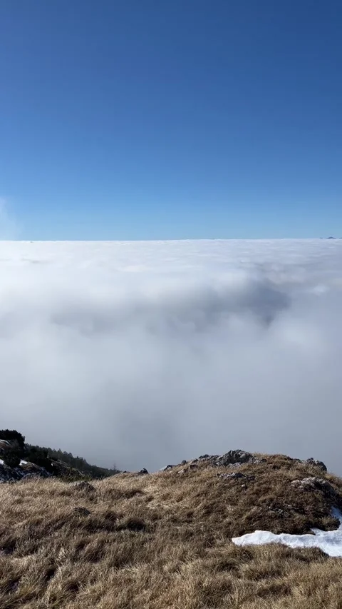 Above the clouds on Mount Stol, Slovenia Stock Footage 335223119