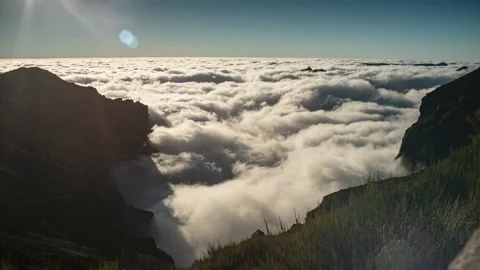 Above the Clouds. Mountains sky. Puffy fluffy clouds. Cloudscape timelapse Stock Footage 223382551