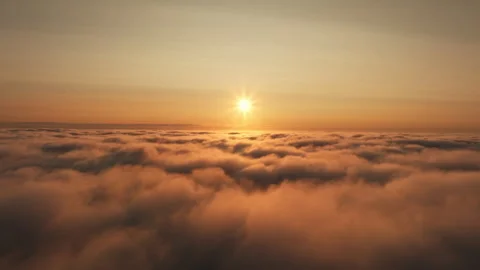 Above the clouds scenic sky, dramatic clouds, aerial high altitude view Stock Footage 258272826