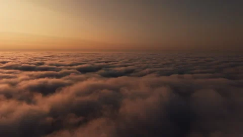Above the clouds scenic view aerial sunset Stock Footage 258277294