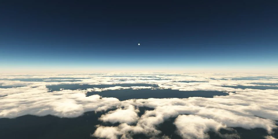 Above clouds sun ray, 3d rendering イラスト素材