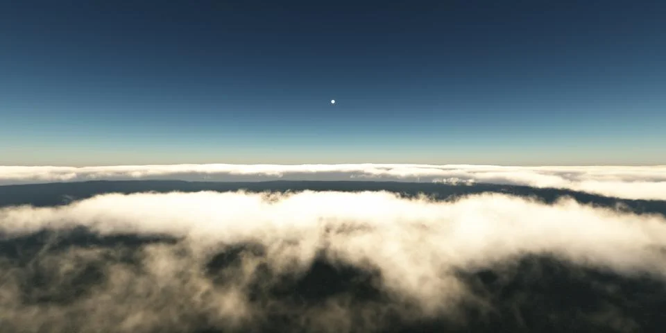Above clouds sun ray, 3d rendering Stockillustratie