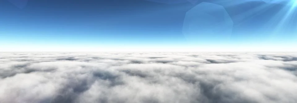 Above clouds sun ray, 3d rendering Stockillustratie