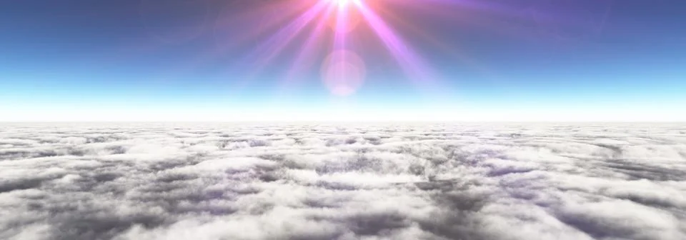 Above clouds sun ray, 3d rendering Stock Illustration