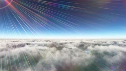 Above clouds sun ray, 3d rendering Stock Illustration