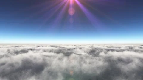 Above clouds sun ray, 3d rendering Stock Illustration