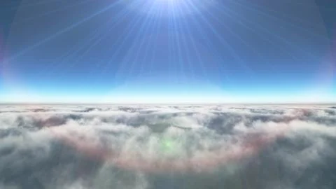 Above clouds sun ray, 3d rendering Stockillustratie