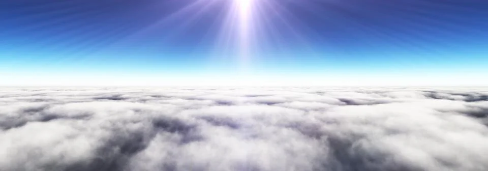 Above clouds sun ray, 3d rendering Stock Illustration
