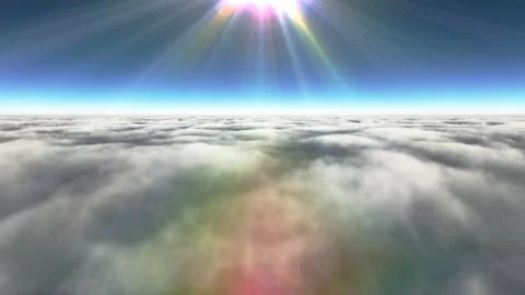 Above clouds sun ray, 3d rendering Stockillustratie