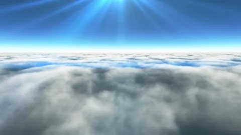 Above clouds sun ray, 3d rendering Stock Illustration