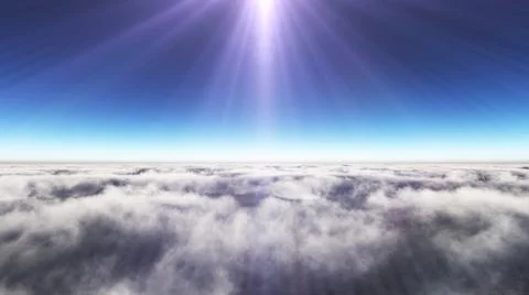 Above clouds sun ray, 3d rendering Stock Illustration