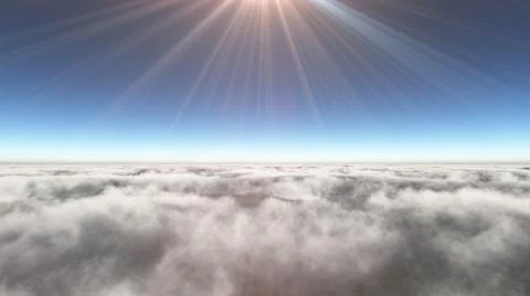 Above clouds sun ray, 3d rendering Stockillustratie