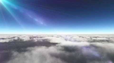 Above clouds sun ray, 3d rendering イラスト素材