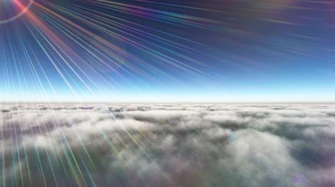 Above clouds sun ray, 3d rendering Stockillustratie