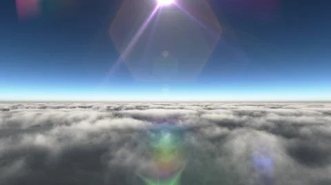 Above clouds sun ray, 3d rendering Stockillustratie