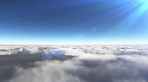 Above clouds sun ray, 3d rendering Stockillustratie