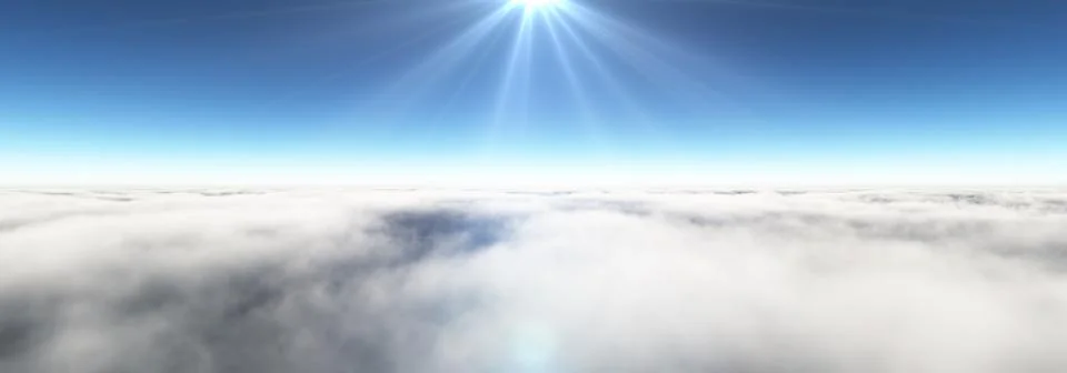 Above clouds sun ray, 3d rendering イラスト素材