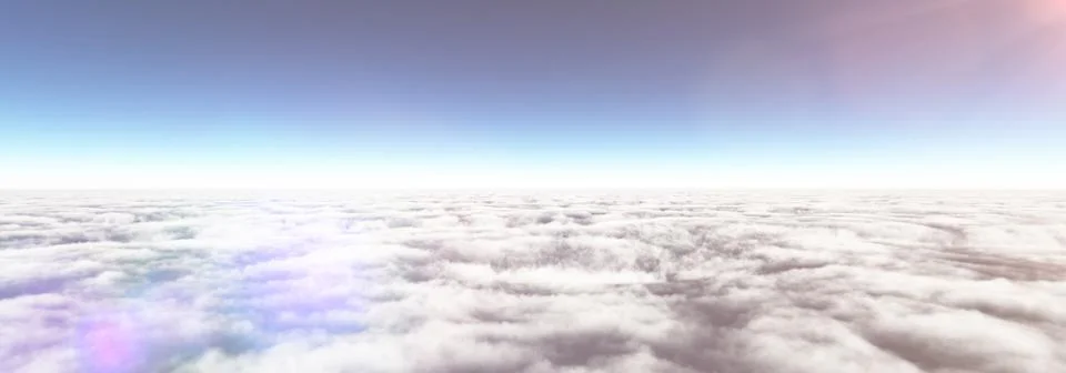 Above clouds sun ray, 3d rendering Stockillustratie