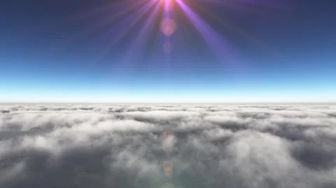 Above clouds sun ray, 3d rendering Stockillustratie