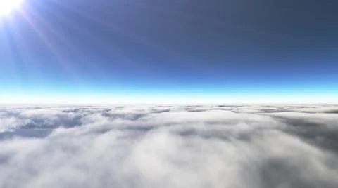 Above clouds sun ray, 3d rendering Stockillustratie