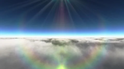Above clouds sun ray, 3d rendering Stockillustratie