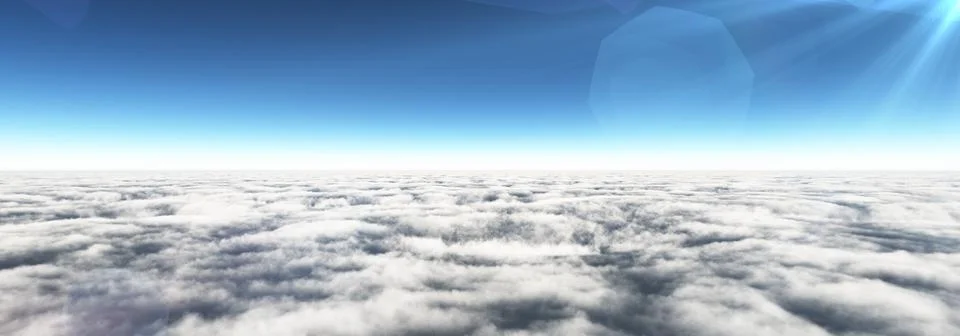 Above clouds sun ray, 3d rendering Stock Illustration