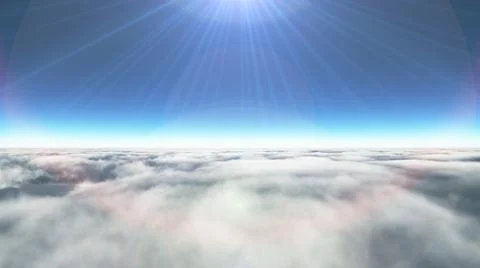 Above clouds sun ray, 3d rendering Stock Illustration