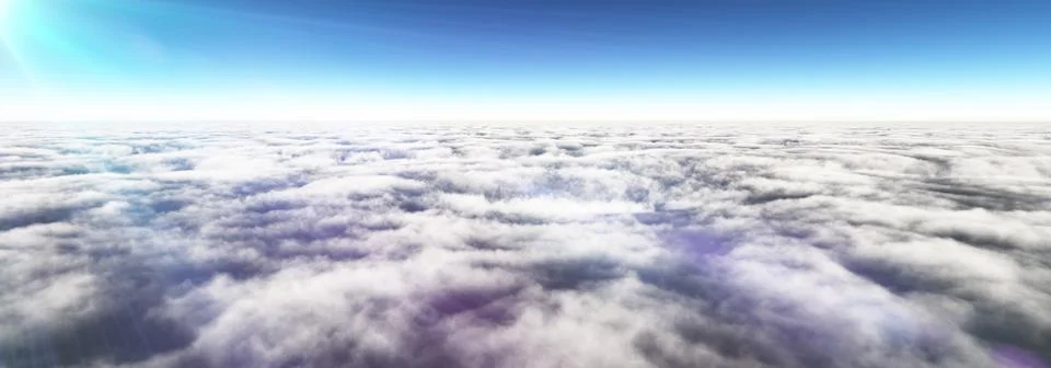 Above clouds sun ray, 3d rendering Stockillustratie