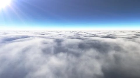 Above clouds sun ray, 3d rendering Illustrazione stock