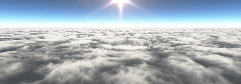 Above clouds sun ray, 3d rendering Stock Illustration