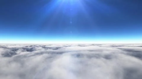 Above clouds sun ray, 3d rendering Stockillustratie