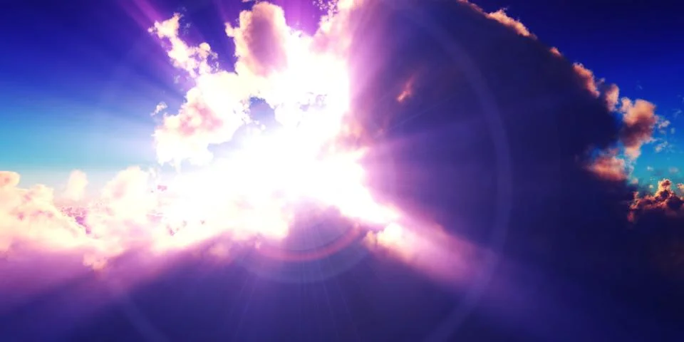 Above clouds sun ray sunset Stock Illustration