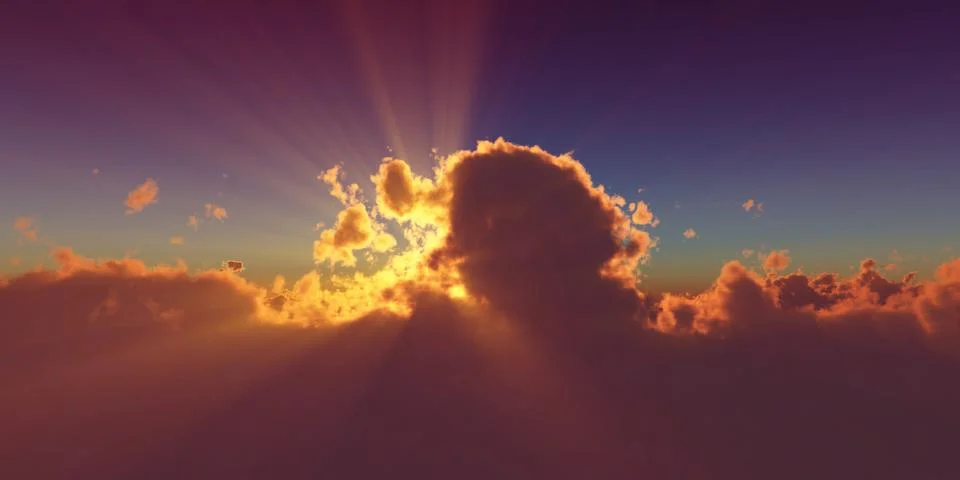 Above clouds sun ray sunset Stock Illustration