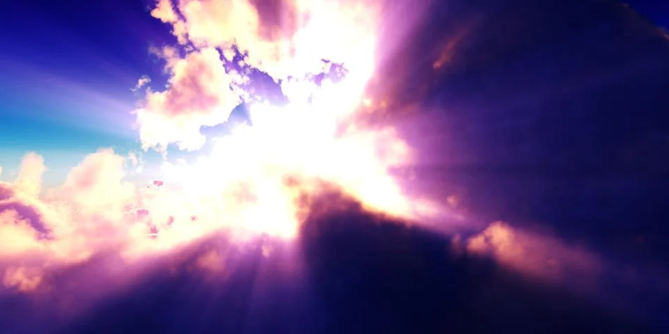 Above clouds sun ray sunset Stock Illustration