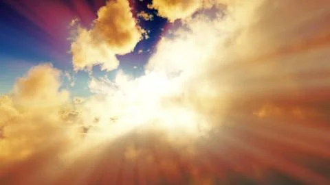 Above clouds sun ray sunset Stock Illustration
